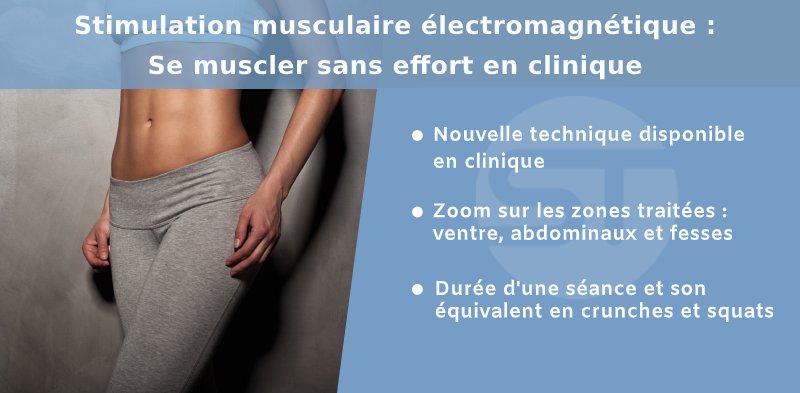 Femme musclée sans effort grâce à la stimulation électromagnétique